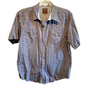 Roper Mens XL Short-Sleeve Western Shirt Gray Patterned Button-Up 100% Cotton